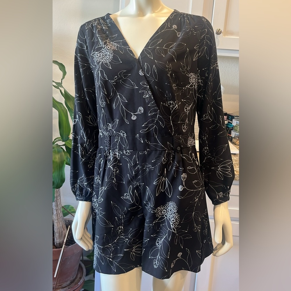 Dalia Black Floral Wrap Romper